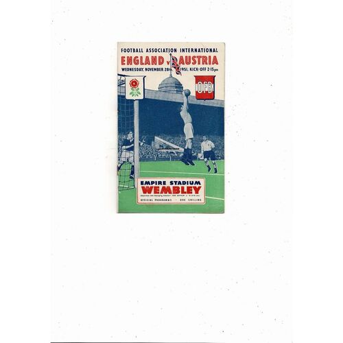 1951 England v Austria Football Programme + Match Ticket