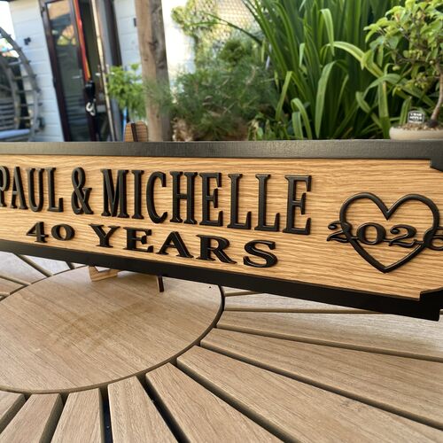 Personalised Mr & Mrs Anniversary Sign | Custom 3D Name Plaque