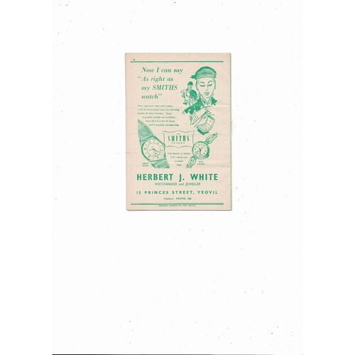 1956/57 Yeovil Town v Hereford Southern League Football Programme
