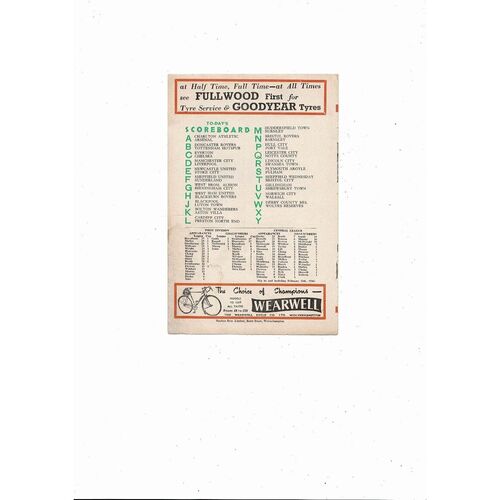 1955/56 Wolves v Manchester United Football Programme