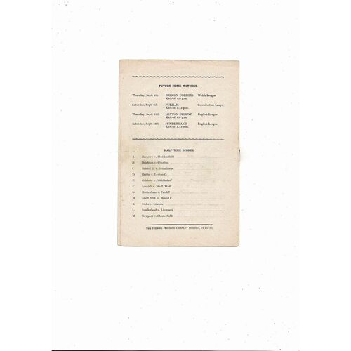 1958/59 Swansea v Fulham Football Programme