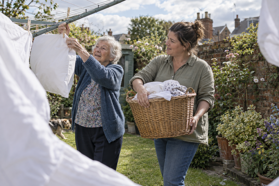 Sharing an everyday household task in the garden