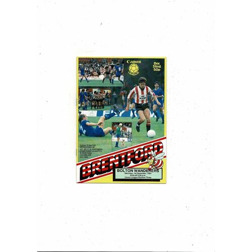 1984/85 Brentford v Bolton Wanderers Football Programme