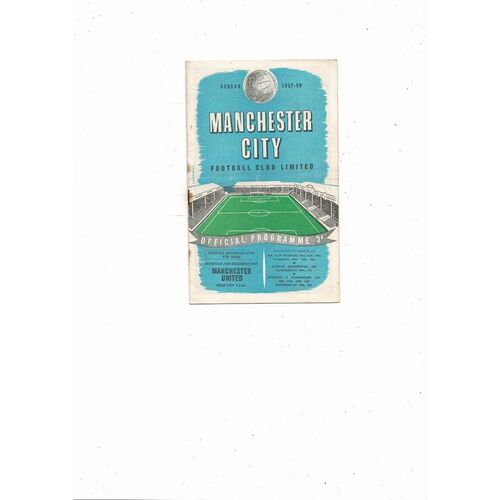 1957/58 Manchester City v Manchester United Football Programme + Insert