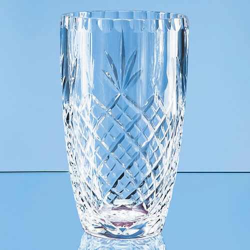 Lead Crystal Panelled Barrel Vase - 19cm