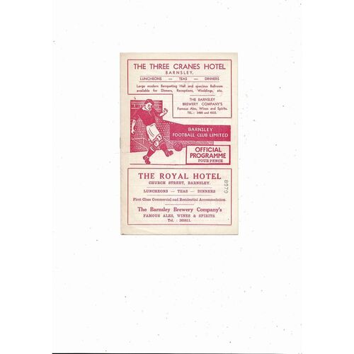 1959/60 Barnsley v Southend United Football Programme
