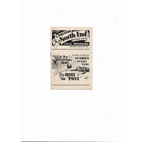 1954/55 Preston v Manchester United Football Programme