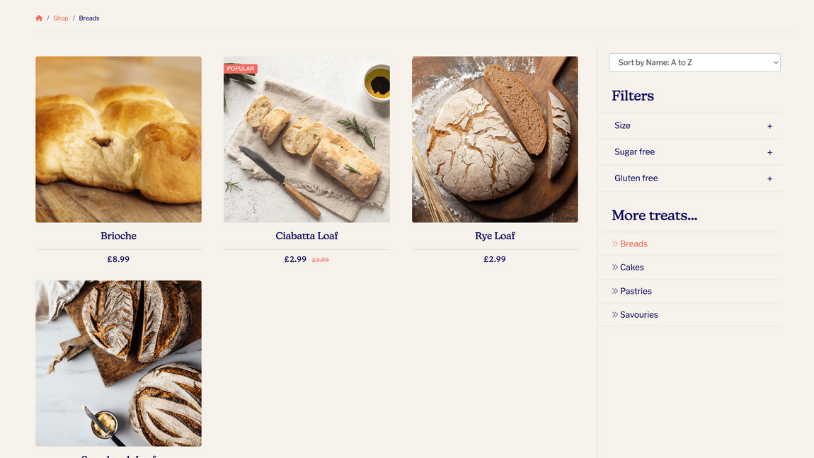 Ecommerce website with easy navigation and filters