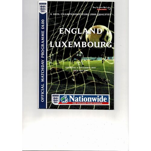 1999 England v Luxembourg Football Programme