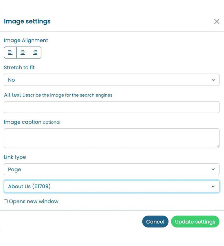 Improved image linking dialog box