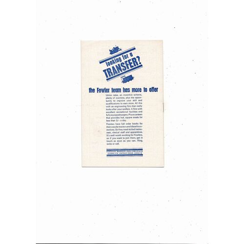Leeds United v Leipzig Inter City Fairs Cup Football Programme 1965/66