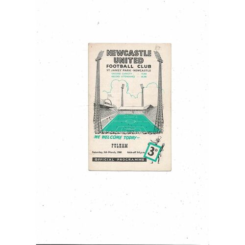 1959/60 Newcastle United v Fulham Football Programme