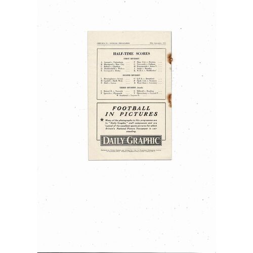 1951/52 Chelsea v Sunderland Football Programme