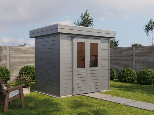 2.4mtr x 1.8mtr 28mm walled Flat Roof Cabin