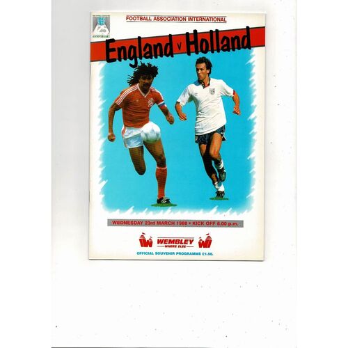 1988 England v Holland Football Programme