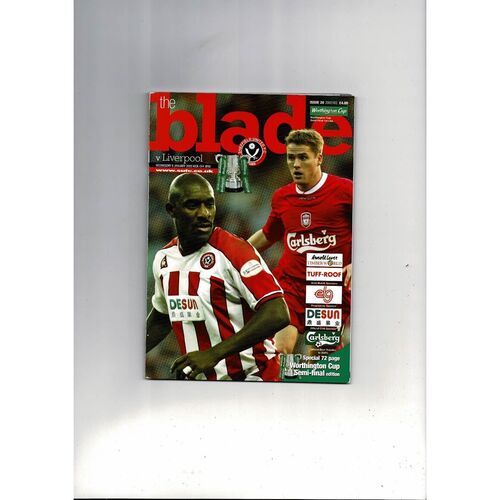 2002/03 Sheffield United v Liverpool League Cup Semi Final Football Programme
