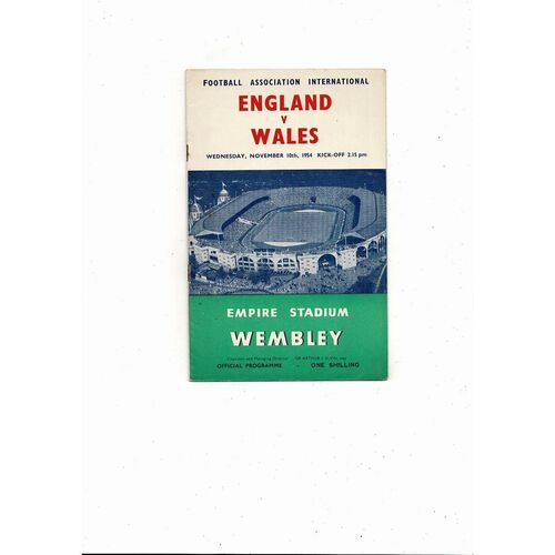 1954 England v Wales Football Programme