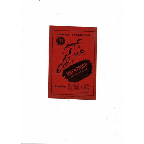 1951/52 Brentford v West Ham United Football Programme 21st April 1952