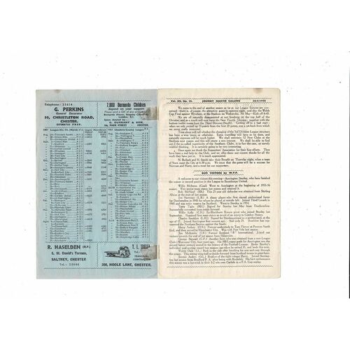1957/58 Chester v Accrington Stanley Football Programme. April