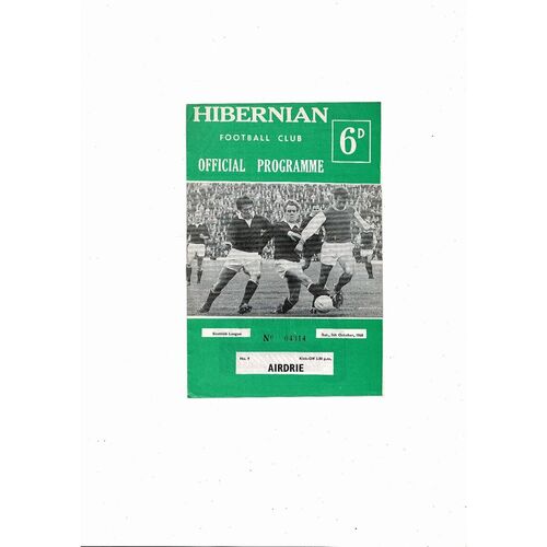 1968/69 Hibernian v Airdrie Football Programme