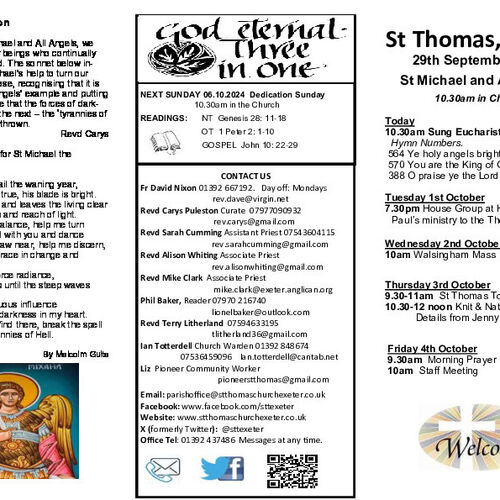 Pew Sheet | The Parish of St Thomas, Exeter