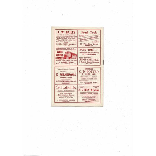 1954/55 Barnsley v Bradford Park Avenue Football Programme
