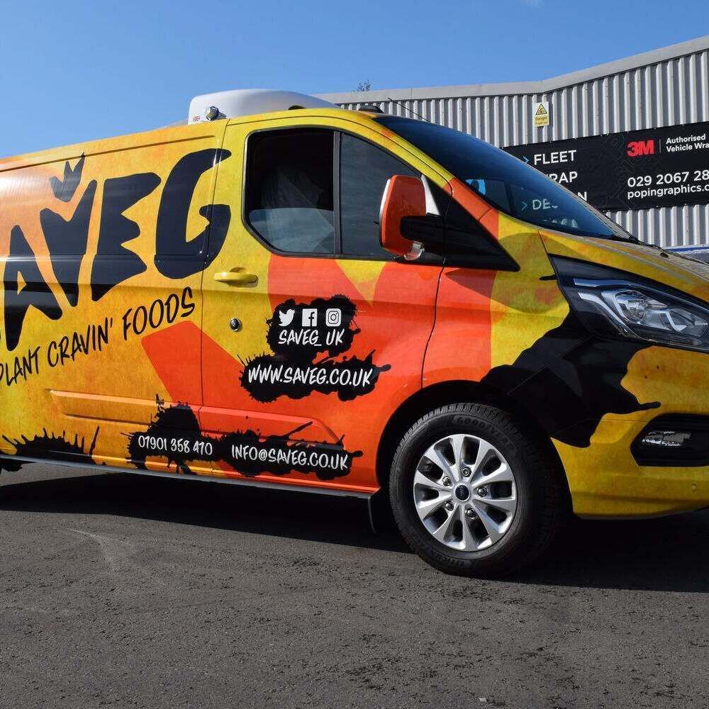 Business van with full vinyl wrap