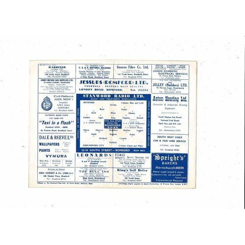 1966/67 Romford v Chelmsford City Eastern Professional Floodlight Competition Football Programme