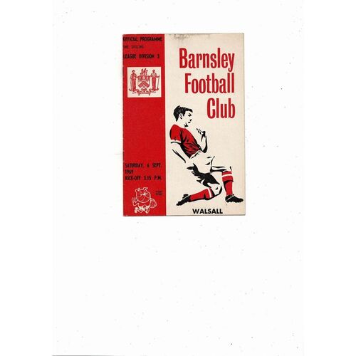 1969/70 Barnsley v Walsall Football Programme