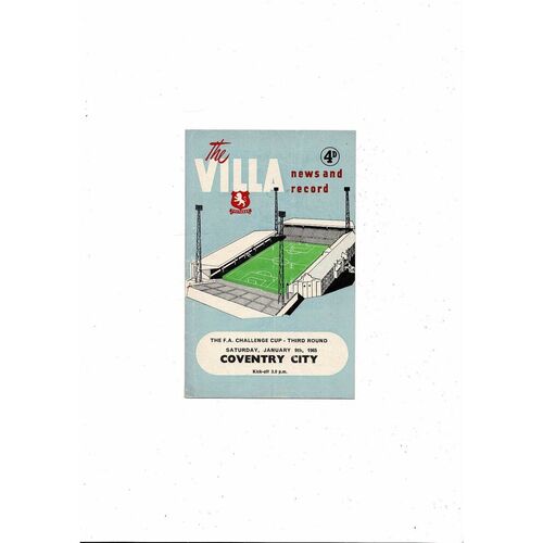 1964/65 Aston Villa v Coventry City FA Cup Football Programme