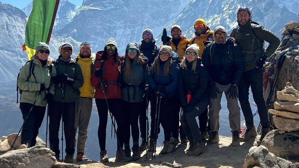 People posing for group photograph during Everest Base Camp Trek