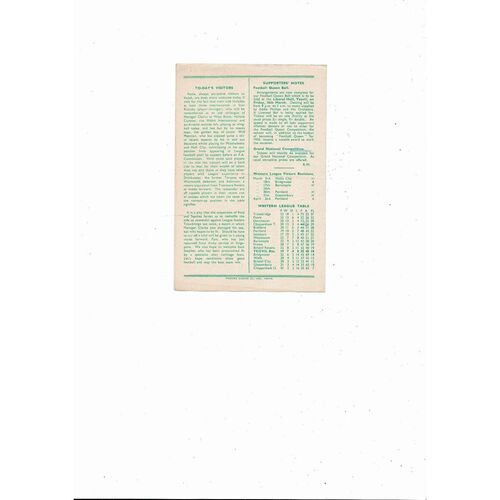 1955/56 Yeovil Town v Poole Western League Football Programme
