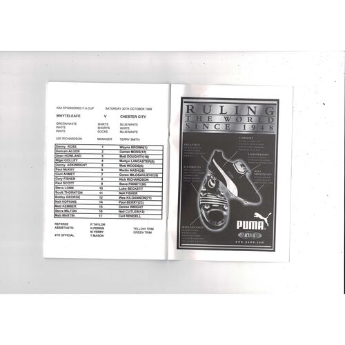 Whyteleafe v Chester City FA Cup Football Programme 1999/00