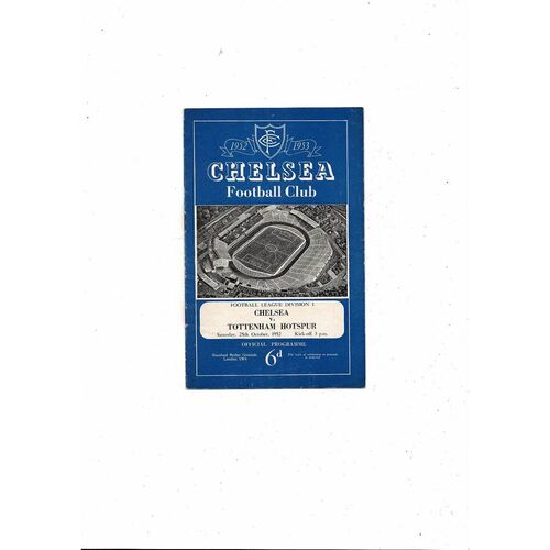 1952/53 Chelsea v Tottenham Hotspur Football Programme