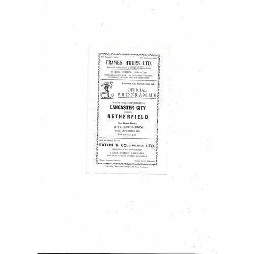 1965/66 Lancaster City v Netherfield Lancashire Combination Football Programme