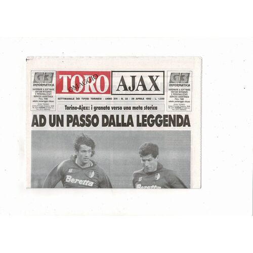 1992 Torino v Ajax UEFA Cup Final Football Programme