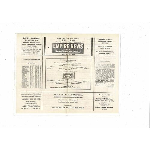 1958/59 Darwen v Netherfield Football Programme