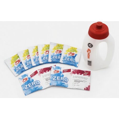 HIGH5 Run Hydration Pack | Eco Bottle + 8 Zero Sachets (Citrus & Berry)