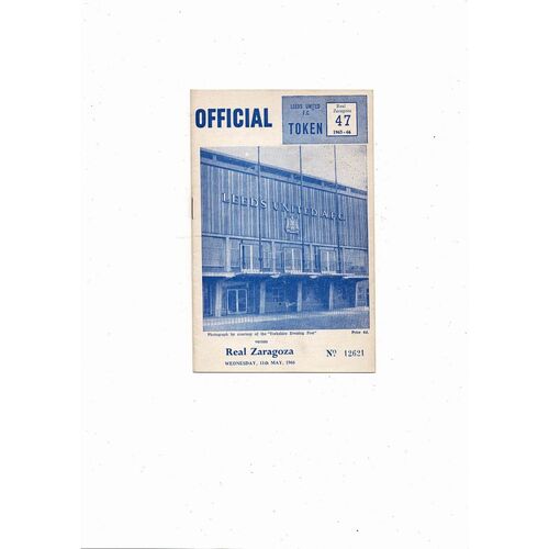 1966 Leeds United v Real Zaragoza UEFA Fairs Cup Semi Final Football Programme May