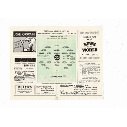 1958/59 Charlton Athletic v Sheffield United Football Programme