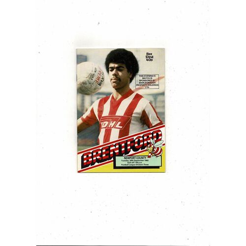 1982/83 Brentford v Newport County Football Programme
