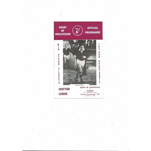 1967/68 Hearts v Falkirk Football Programme