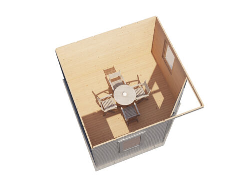 3.6mtr x 3.6mtr 44mm walled Pyramid Roof Cabin