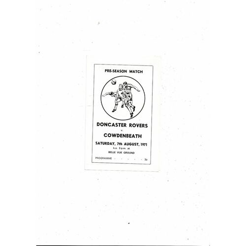 Doncaster Rovers v Cowdenbeath Friendly Football Programme 1971/72