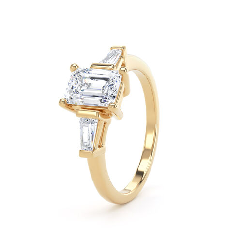 Emerald cut and tapered baguette diamond trilogy