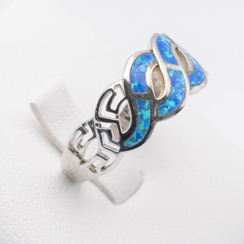 Bezel set blue opalite stone on 925 sterling silver ring