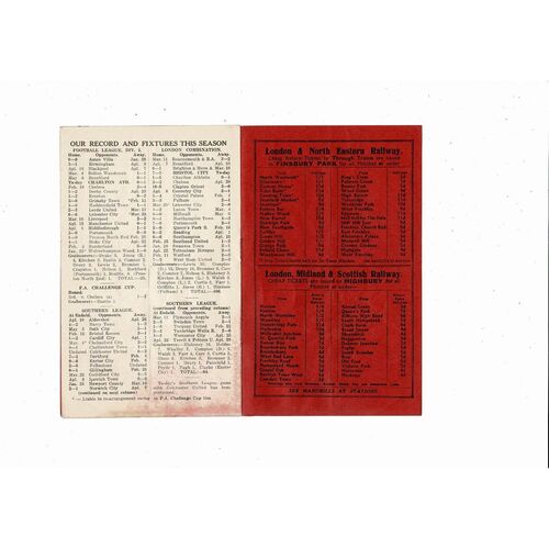 1938/39 Arsenal v Charlton Athletic Football Programme