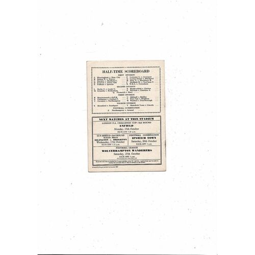 1962/63 Arsenal v West Ham United Football Programme