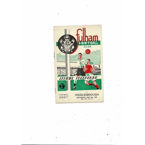 1949/50 Fulham v Middlesbrough Football Programme