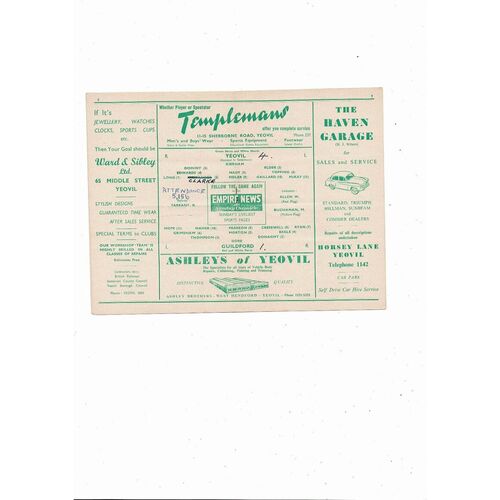 1956/57 Yeovil Town v Guildford Southern League Football Programme